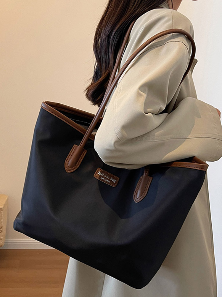 A4トートバッグ 上品シンプル レザートリム トートバッグ