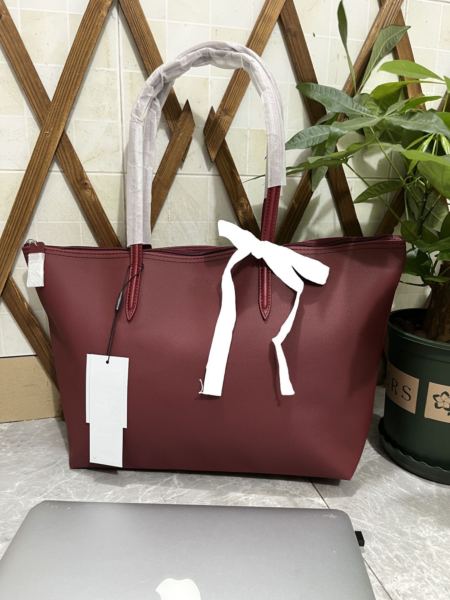 A4トートバッグ リボン付き上品シンプルトート