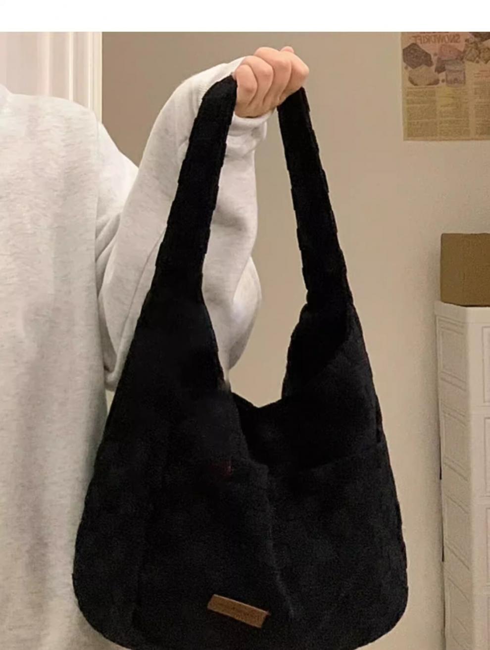 A4トートバッグ 市松模様の肩掛けトートバッグ