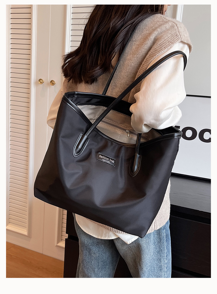 A4トートバッグ 上品シンプル レザートリム トートバッグ