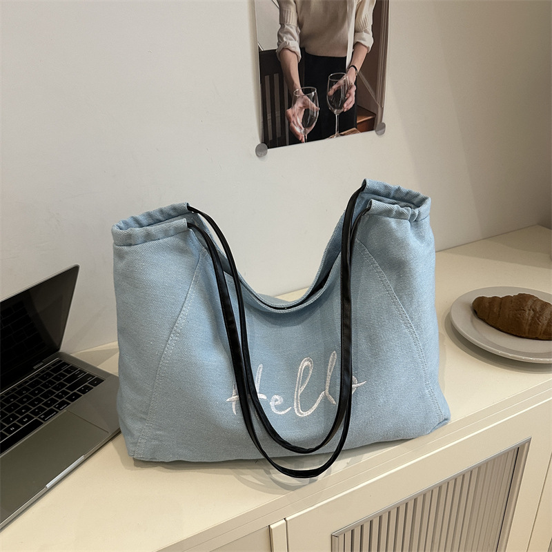 A4トートバッグ あいさつ刺繍のゆったりトート