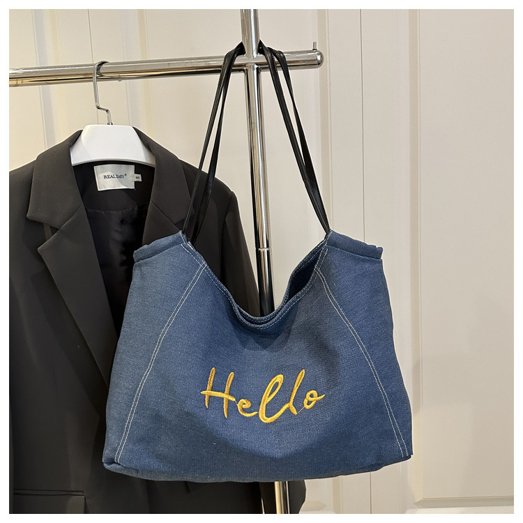 A4トートバッグ あいさつ刺繍のゆったりトート