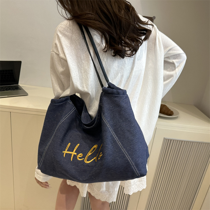 A4トートバッグ あいさつ刺繍のゆったりトート