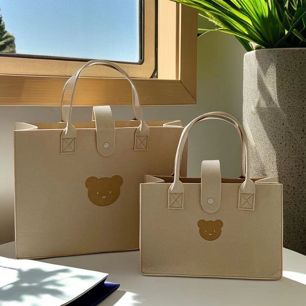 A4トートバッグ くまモチーフ 毎日使いのぬくもりバッグ