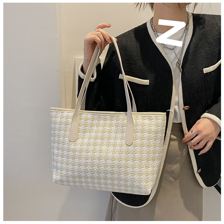 A4トートバッグ 格子模様の優美トートバッグ