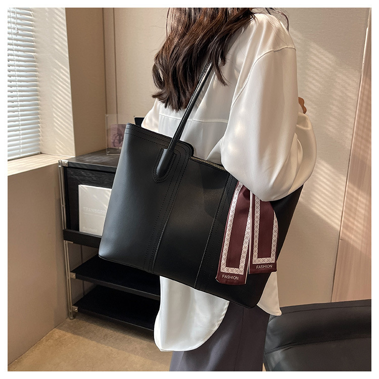 A4トートバッグ スカーフ付き上品シンプルトートバッグ
