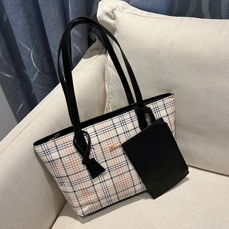 A4トートバッグ クラシック格子柄 上品トートバッグ
