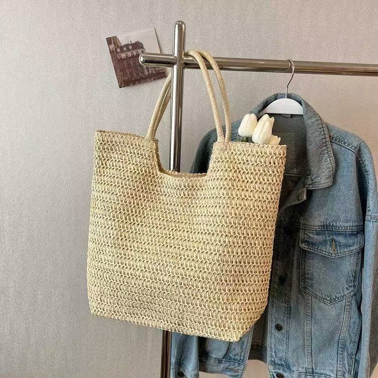 A4トートバッグ 涼やか手編み草トートバッグ