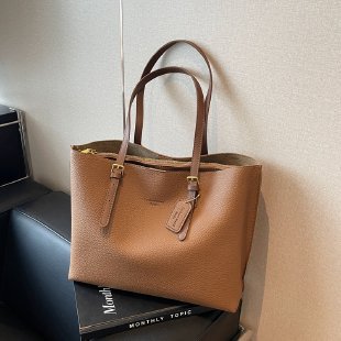 A4トートバッグ シンプル大容量レザー調トートバッグ