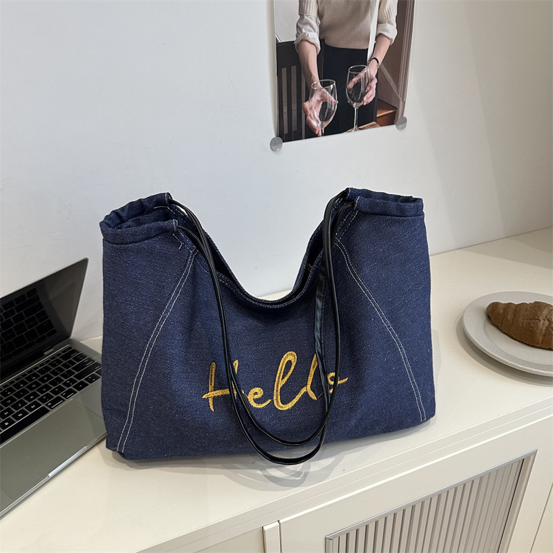 A4トートバッグ あいさつ刺繍のゆったりトート