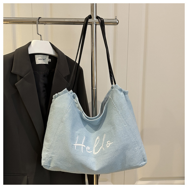A4トートバッグ あいさつ刺繍のゆったりトート