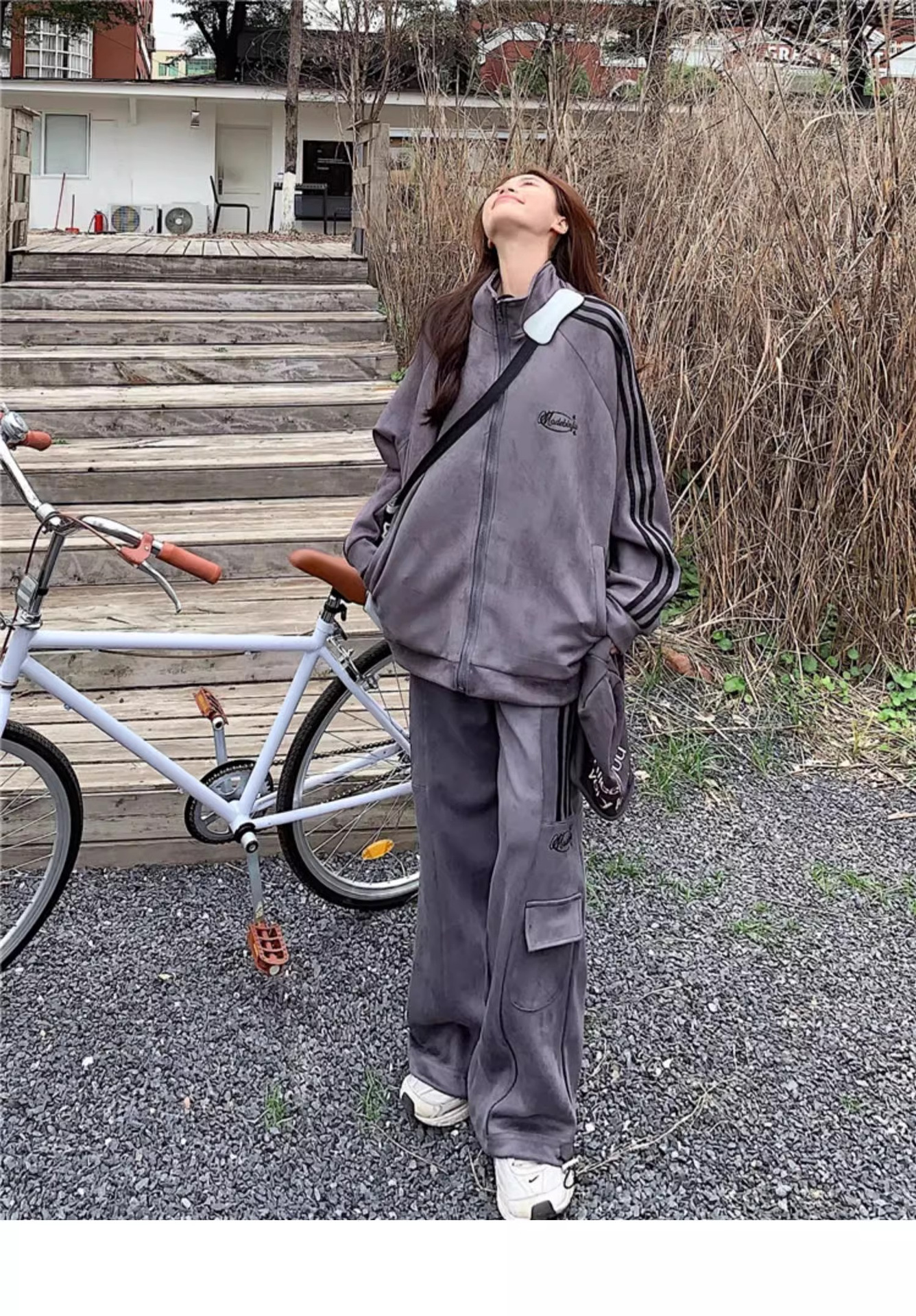 ジャージ レディース ゆったりシルエット 三本線 上下セット