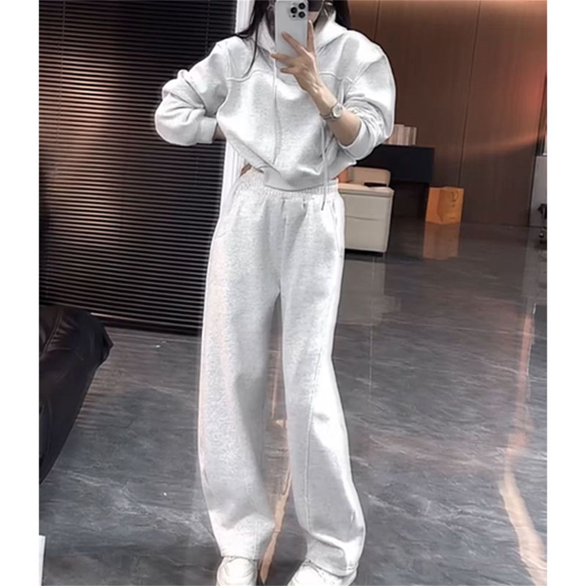 ジャージ レディース シンプルゆったりパーカーセットアップ
