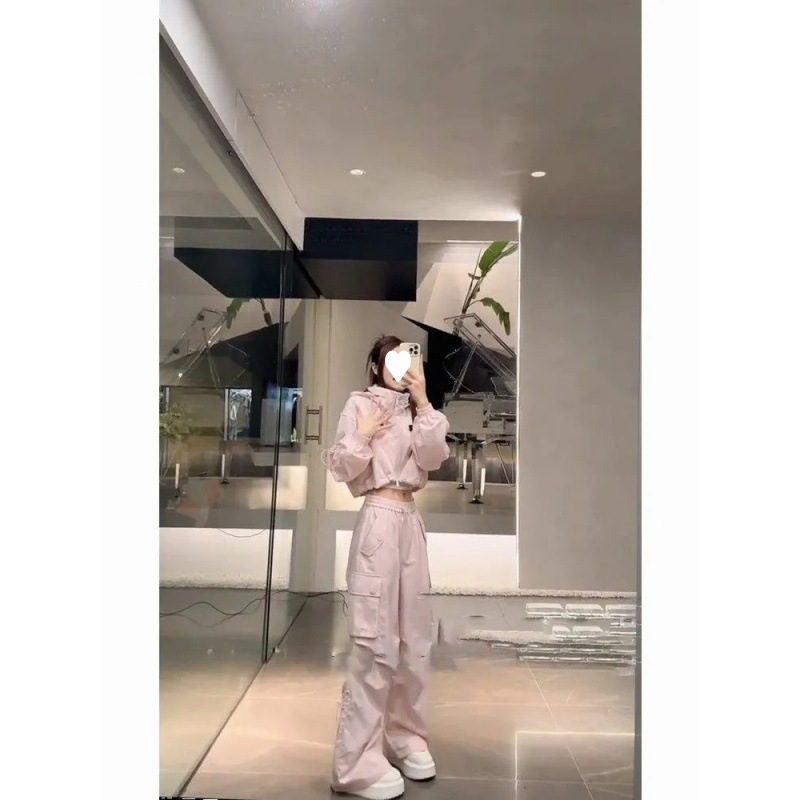 ジャージ レディース ゆったりカーゴセットアップ トレーナー パンツ
