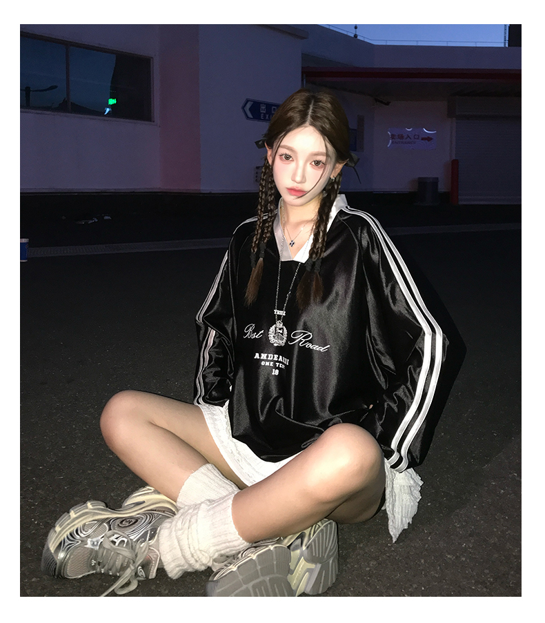 ジャージ レディース スポーティー風 光沢 半袖トップス
