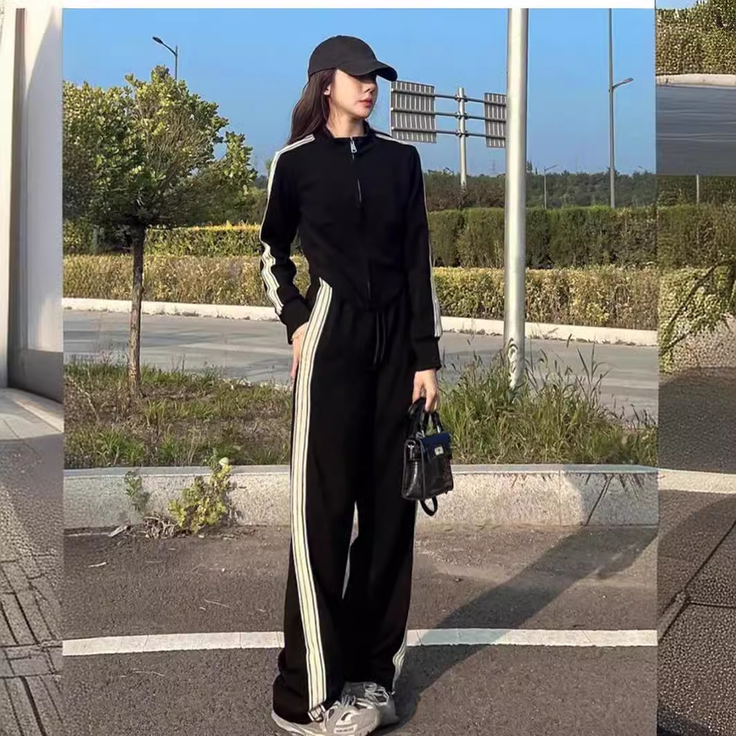 ジャージ レディース シンプルラインストレートジャージ 上下セット