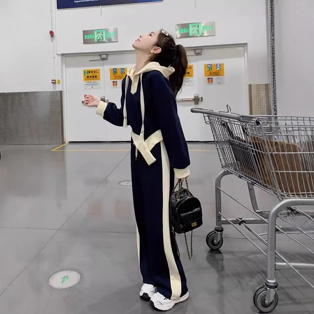 ジャージ レディース バイカラー襟付きセットアップ