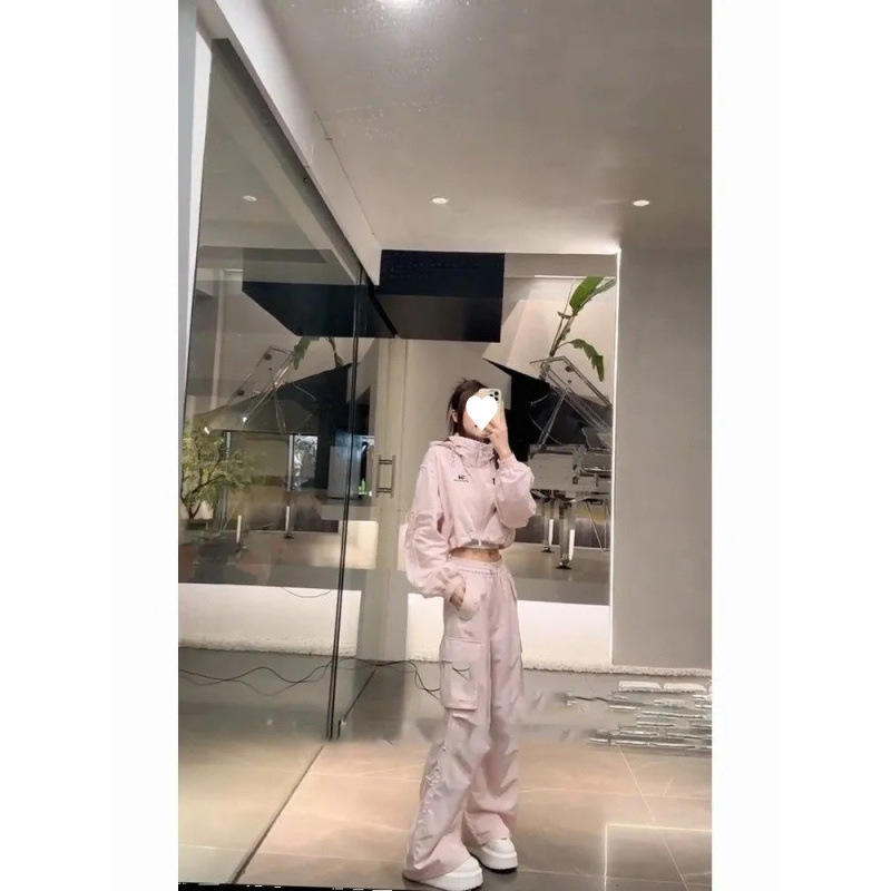 ジャージ レディース ゆったりカーゴセットアップ トレーナー パンツ