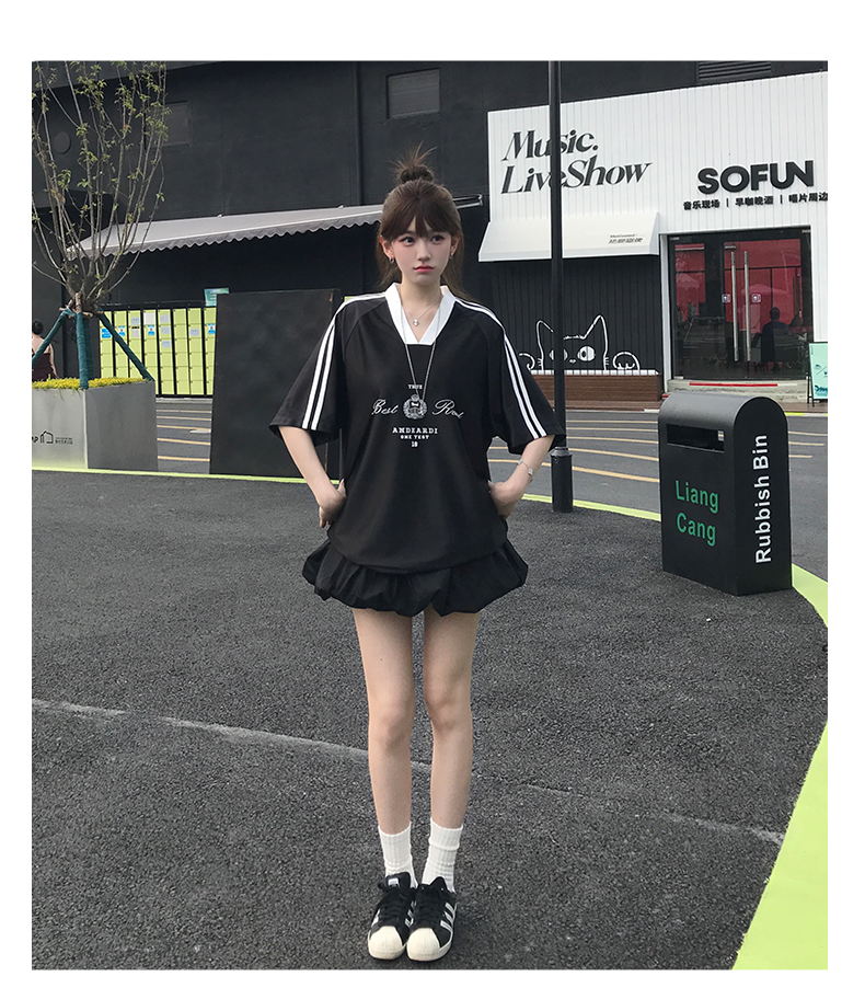 ジャージ レディース スポーティー風 光沢 半袖トップス