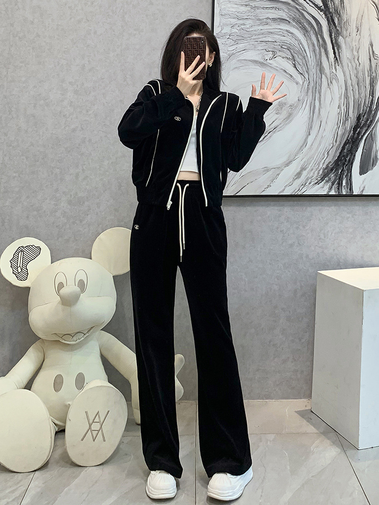 ジャージ レディース ベロア素材 ルーズフィット セットアップ