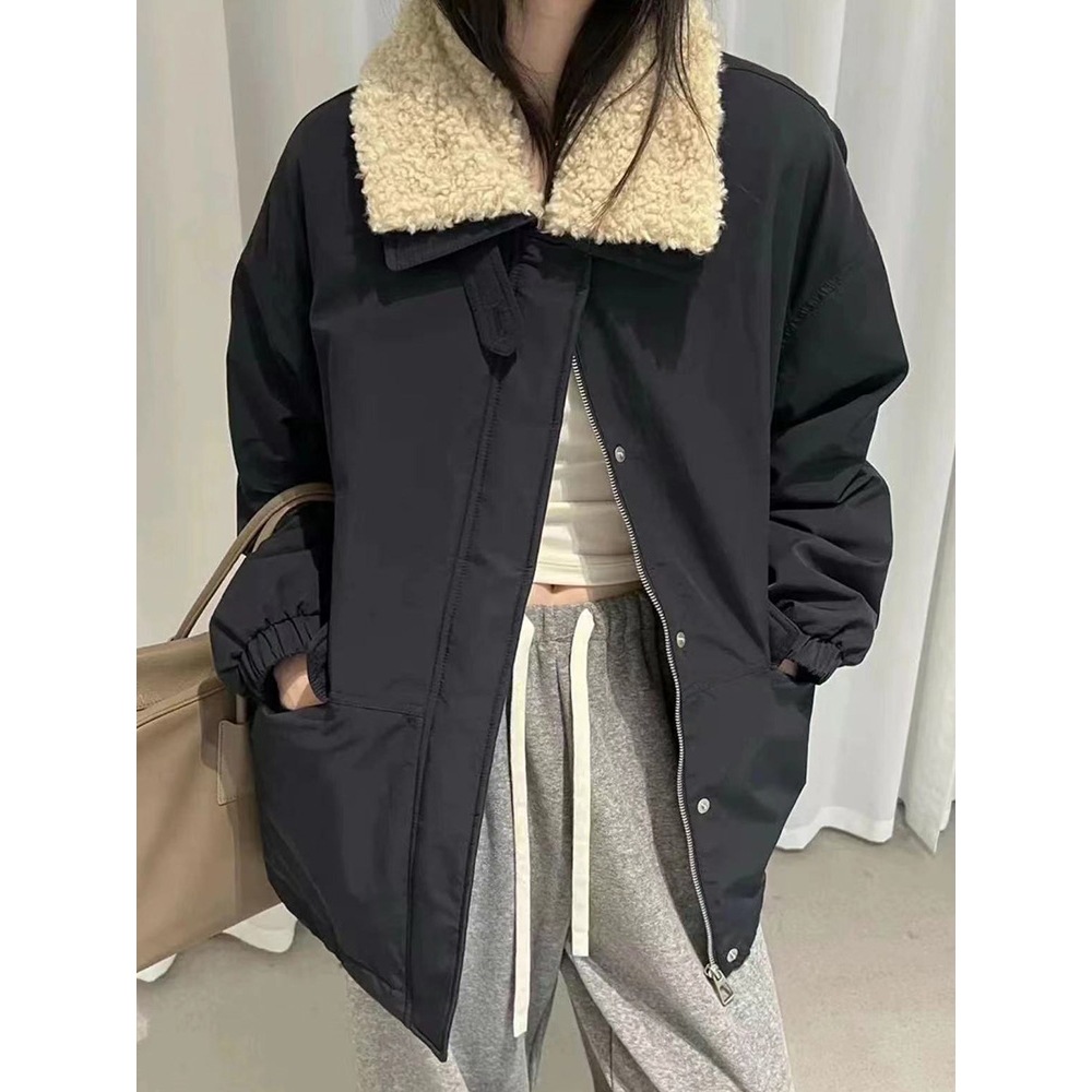 ジャージ レディース ボアカラー 中綿ジャージブルゾン