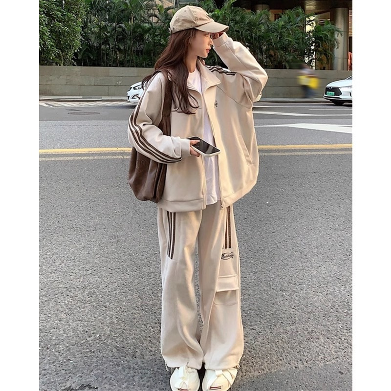 ジャージ レディース ゆったりシルエット 三本線 上下セット