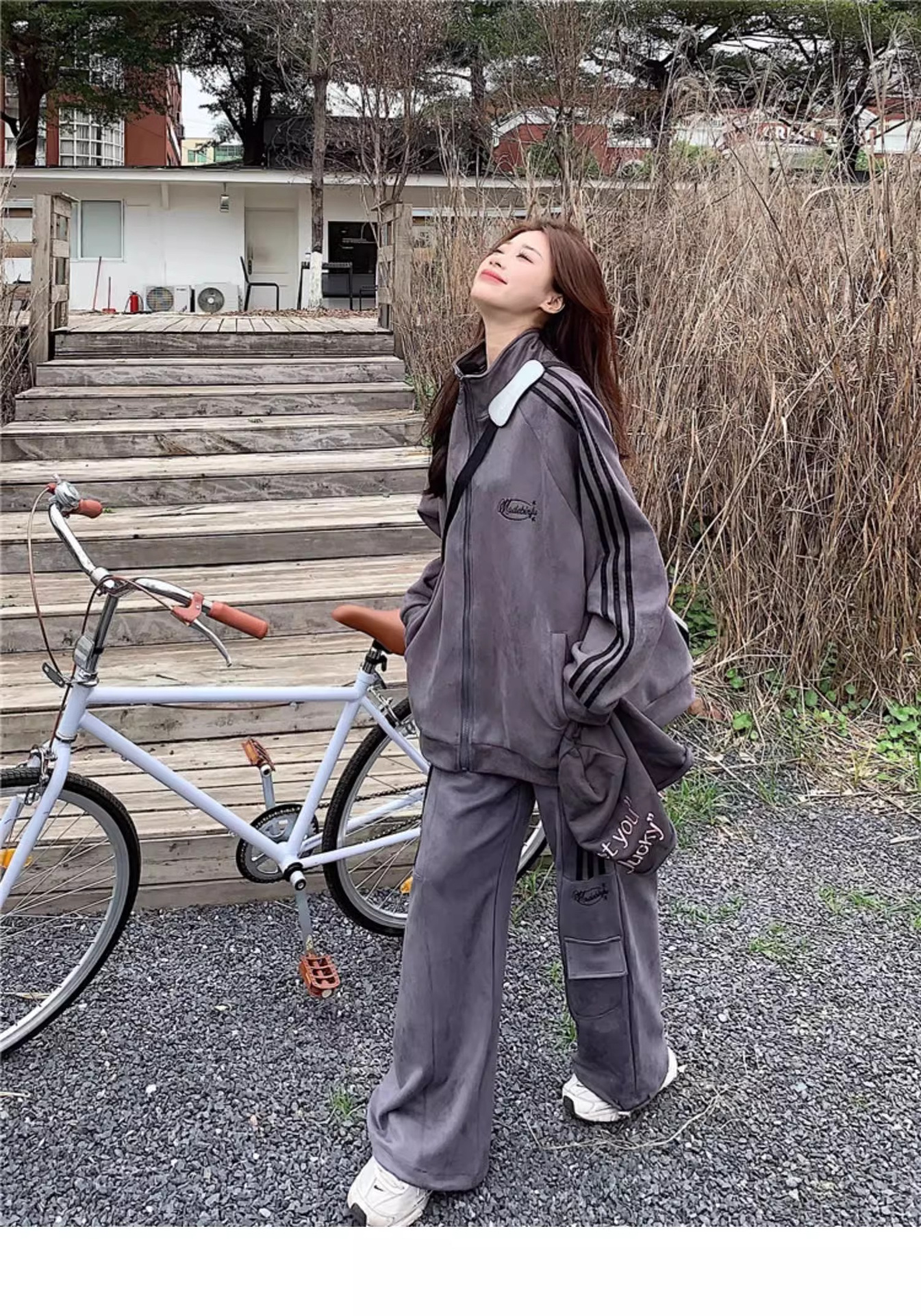 ジャージ レディース ゆったりシルエット 三本線 上下セット