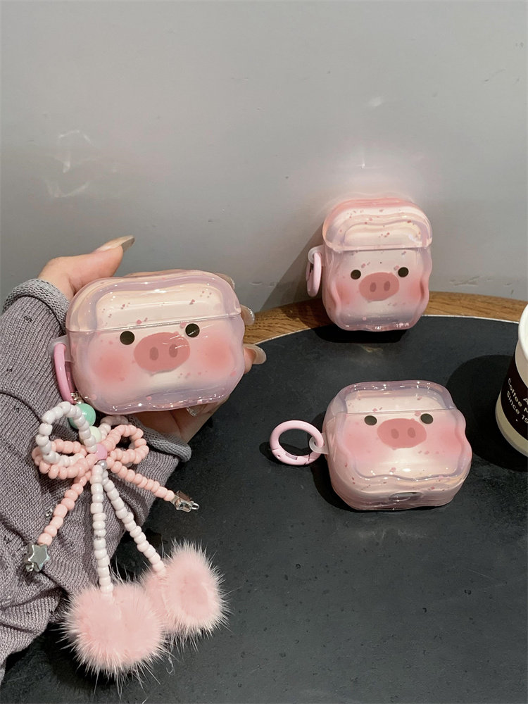 Airpodsケース ぶたちゃんキラキラ透明イヤホンケース第二世代対応