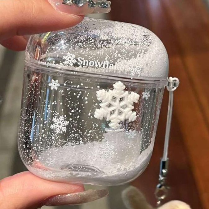 雪の結晶 ミニスノードーム かわいい ぬいぐるみ クリア AirPods/AirPodsproケース