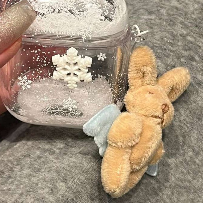 雪の結晶 ミニスノードーム かわいい ぬいぐるみ クリア AirPods/AirPodsproケース