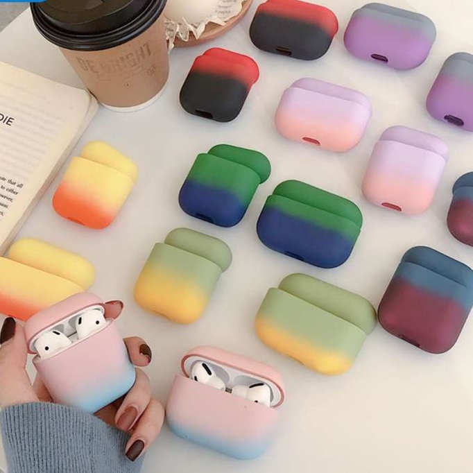 かわいい シリコン グラデーションカラー シンプル AirPods/AirPodsproケース