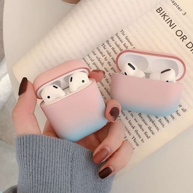 かわいい シリコン グラデーションカラー シンプル AirPods/AirPodsproケース