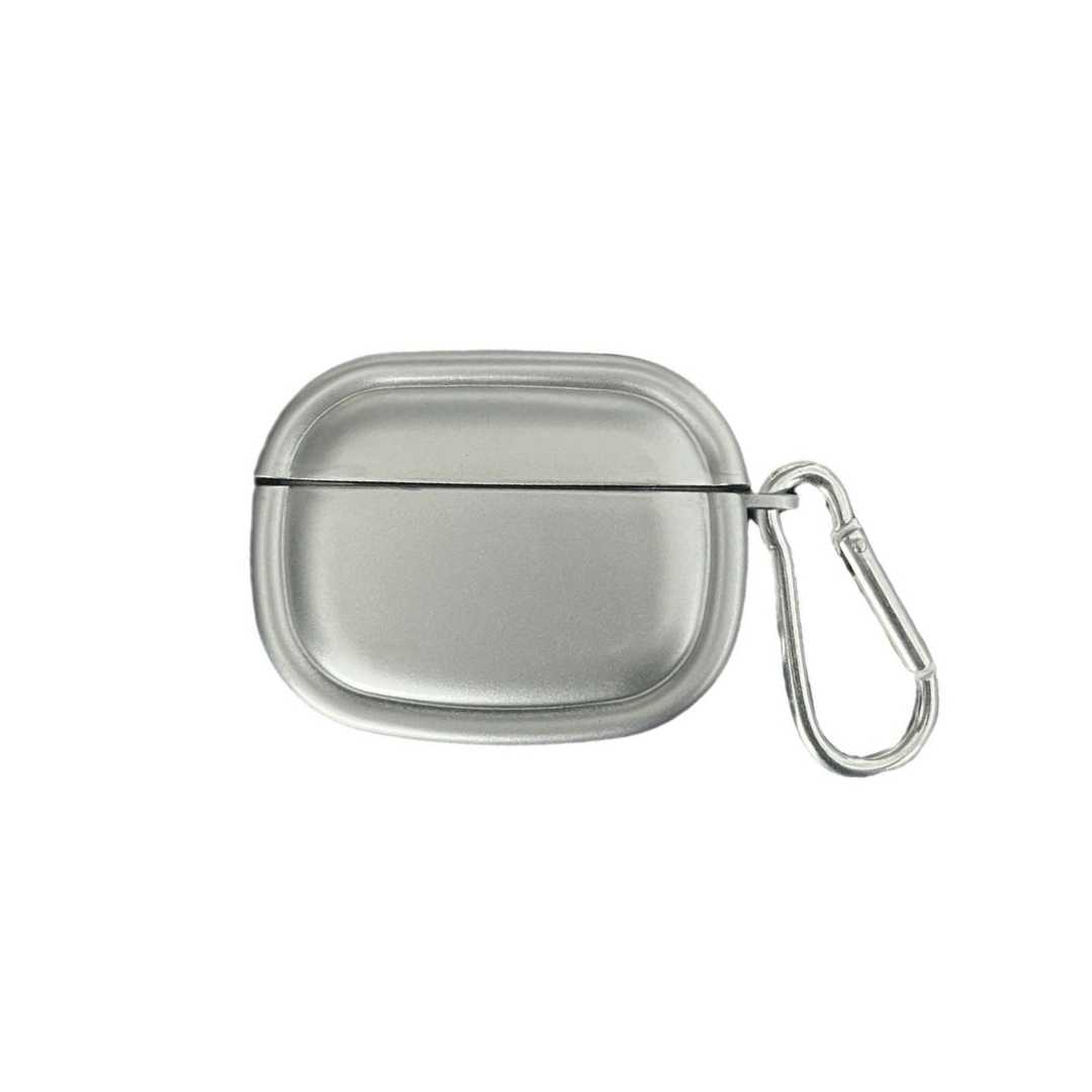 スタイリッシュ シルバー風 カラビナ付き AirPods/AirPodsproケース