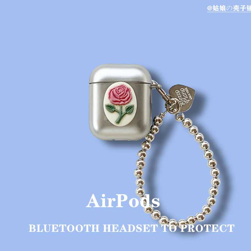 AirPods ロマンティックローズ AirPods保護ケース チャーム付き