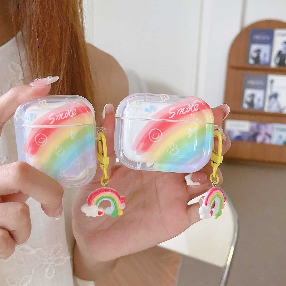 虹色スマイル柄AirPodsproケース