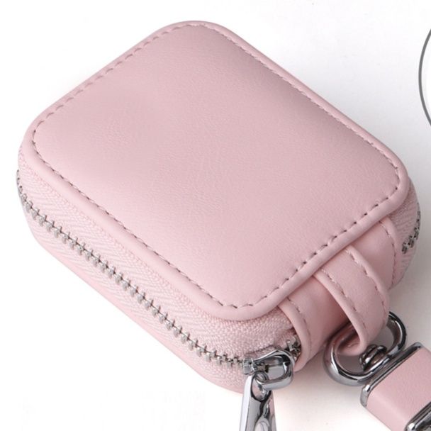 AirpodsケースAirpodsファスナー式レザー調保護ケースカラビナ付き