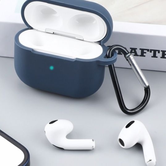 Airpodsケース シリコン製保護ケースカラビナ付き