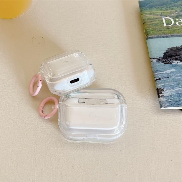 Airpodsケース 可愛いチューリップとうさぎ柄透明保護ケース