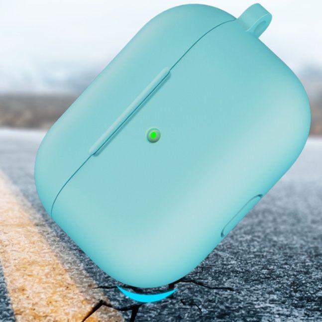 Airpodsケース 柔らか素材カラビナ付き保護ケース