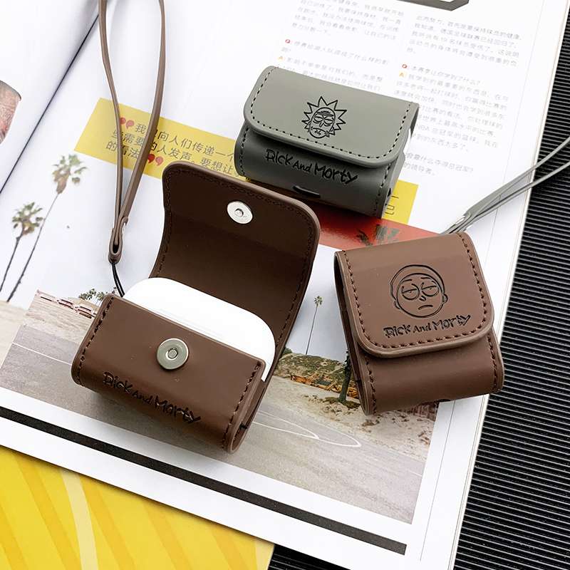 AirPodsproケース リックとモーティー風 革製イヤホンケース