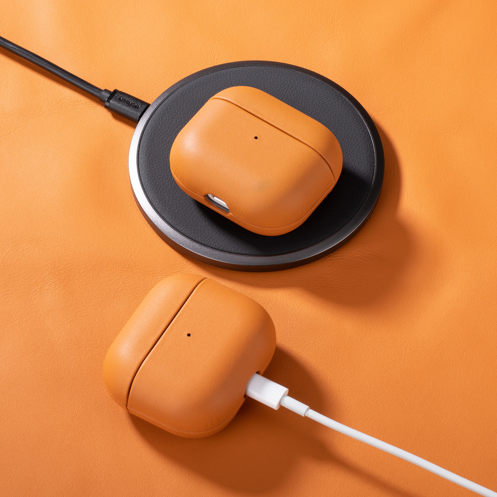 Airpodsケース 無線充電対応プレミアムレザーイヤホン保護ケース