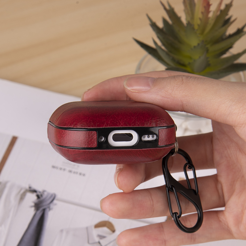 Airpodsケース AirPods Pro 第三世代 レザー調型押し保護カバー カラビナ付き