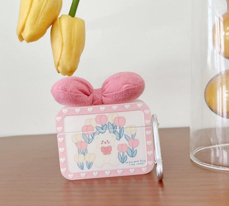 Airpodsケース 花柄うさぎ耳保護ケース AirPods pro3対応 可愛い保護カバー