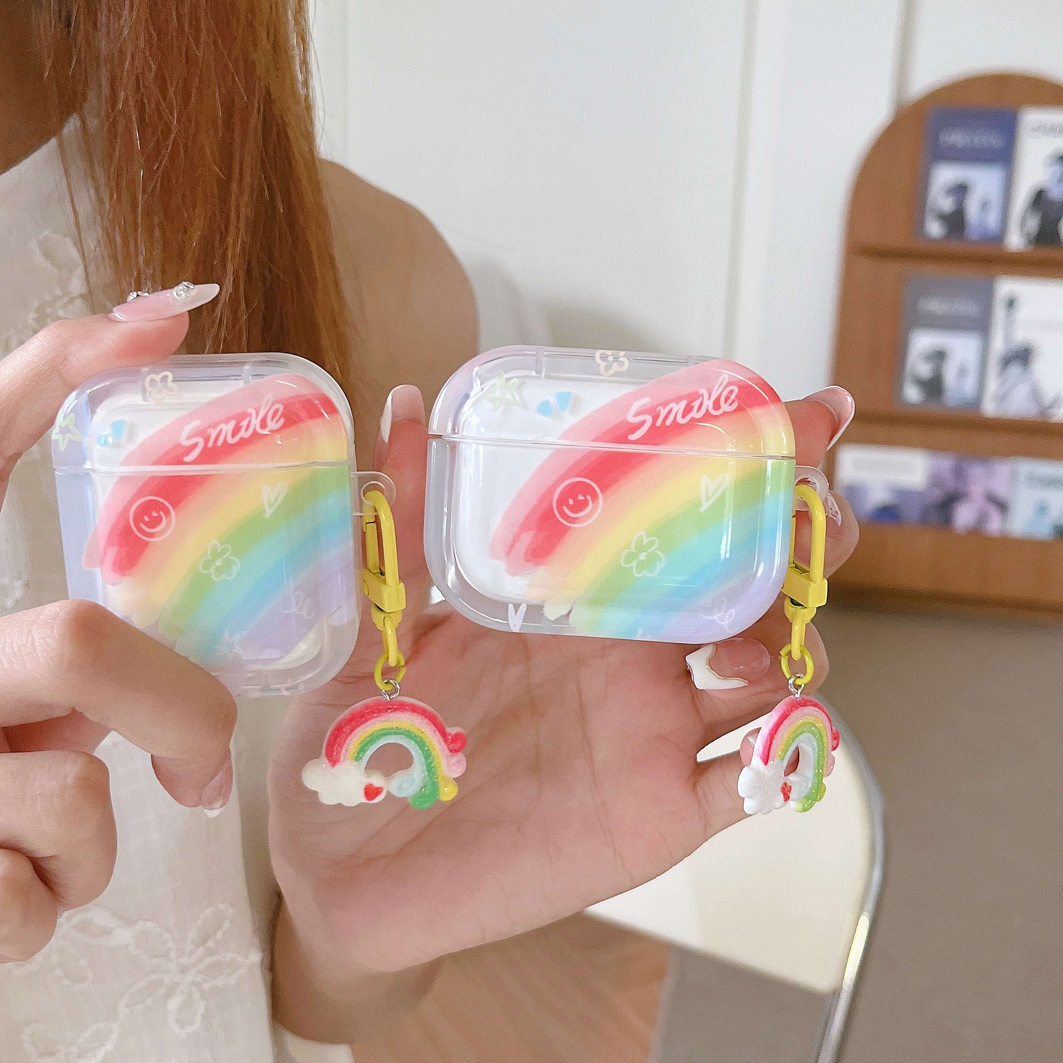 虹色スマイル柄AirPodsproケース