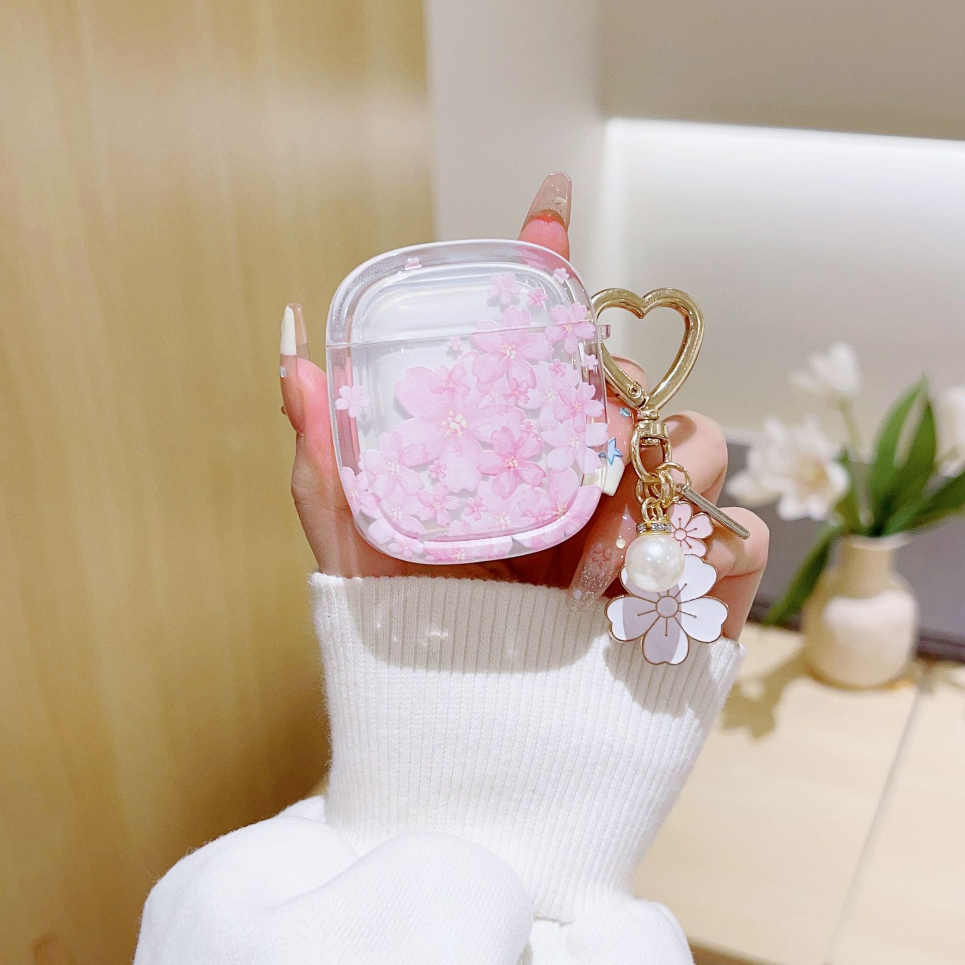 Airpodsケース 桜舞う春物語チャーム付きケース