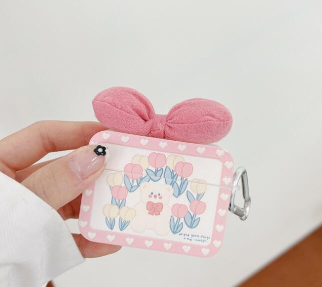 Airpodsケース 花柄うさぎ耳保護ケース AirPods pro3対応 可愛い保護カバー