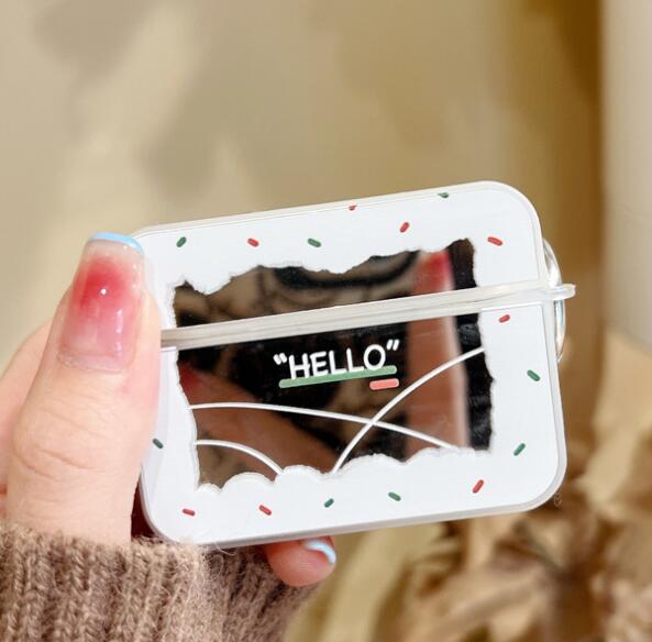 Airpodsケース AirPods pro3対応 ミラー付き保護ケース かわいいドット柄カバー