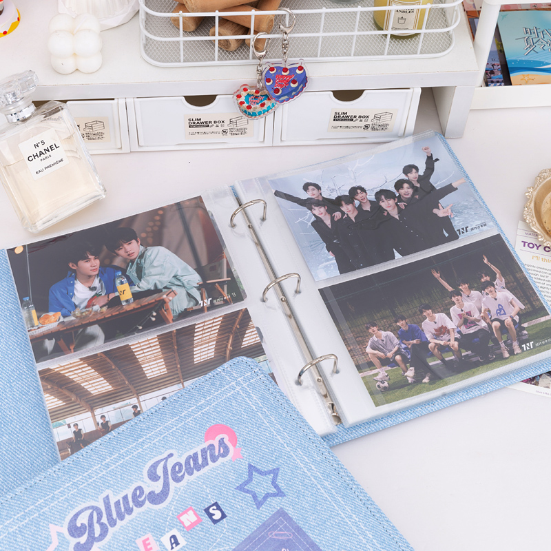 アルバム リング式写真収納帳デニム風カバー付き