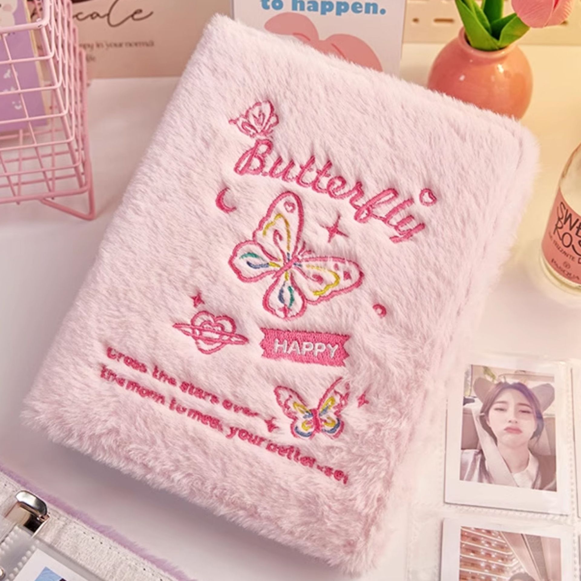 アルバム 蝶々刺繍ふわふわアルバム写真整理帳