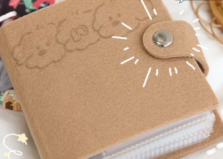 アルバム 猫刺繍柔らか素材ボタン留めチェキ収納アルバム